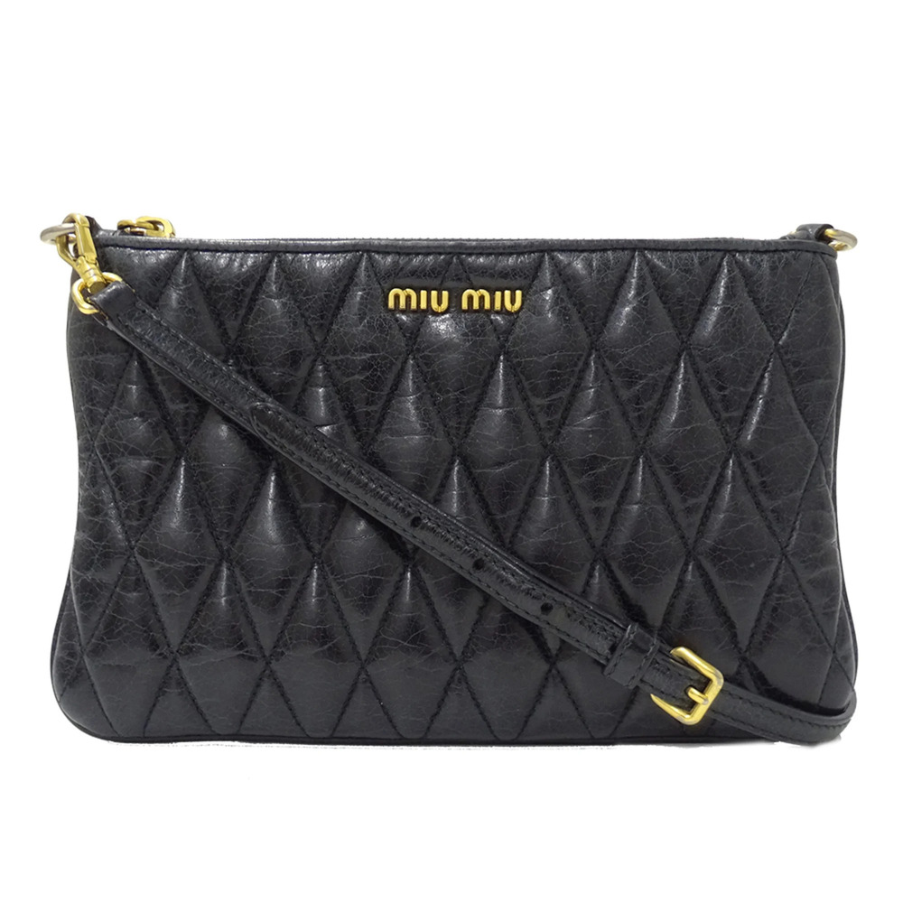 Miu Miu Miu handbag for women, brand shoulder bag, leather, quilted, black.